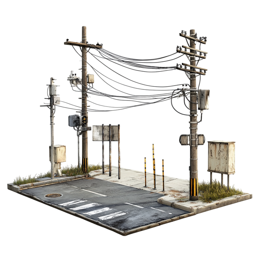 Electric Circuit on the Street on transparent background png