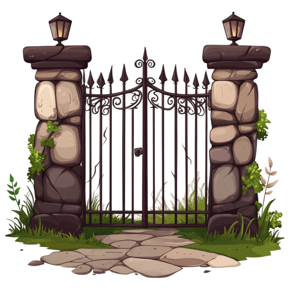 Hand drawn gate cartoon vector illustration on a transparent background png
