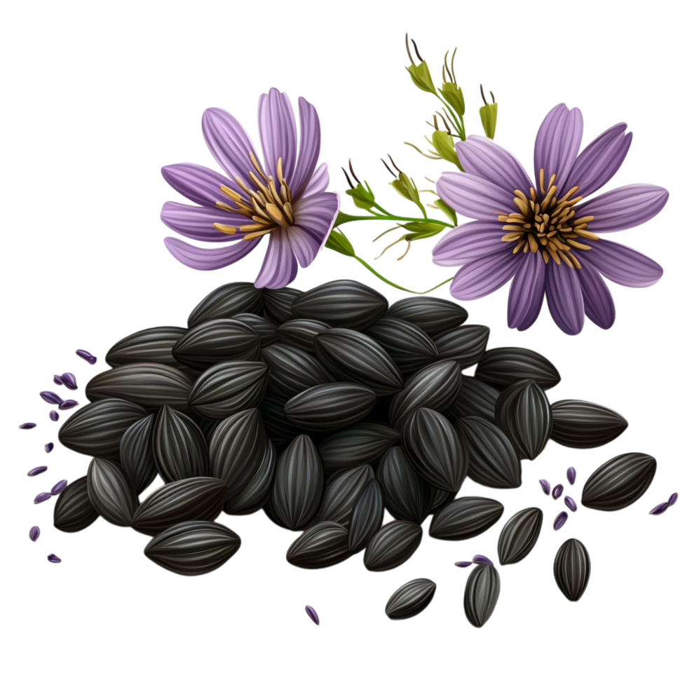 black cumin vector clipart on transparent background png