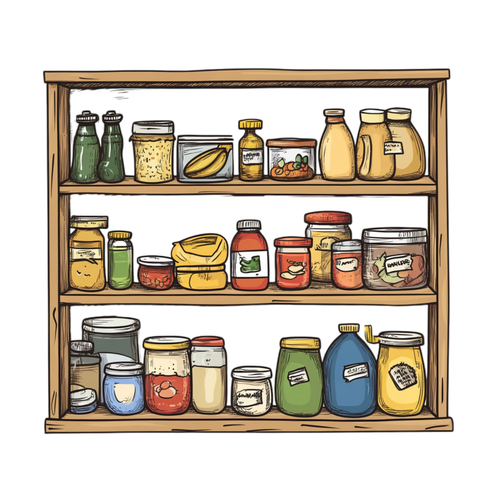 Hand drawn pantry cartoon vector illustration on a transparent background png