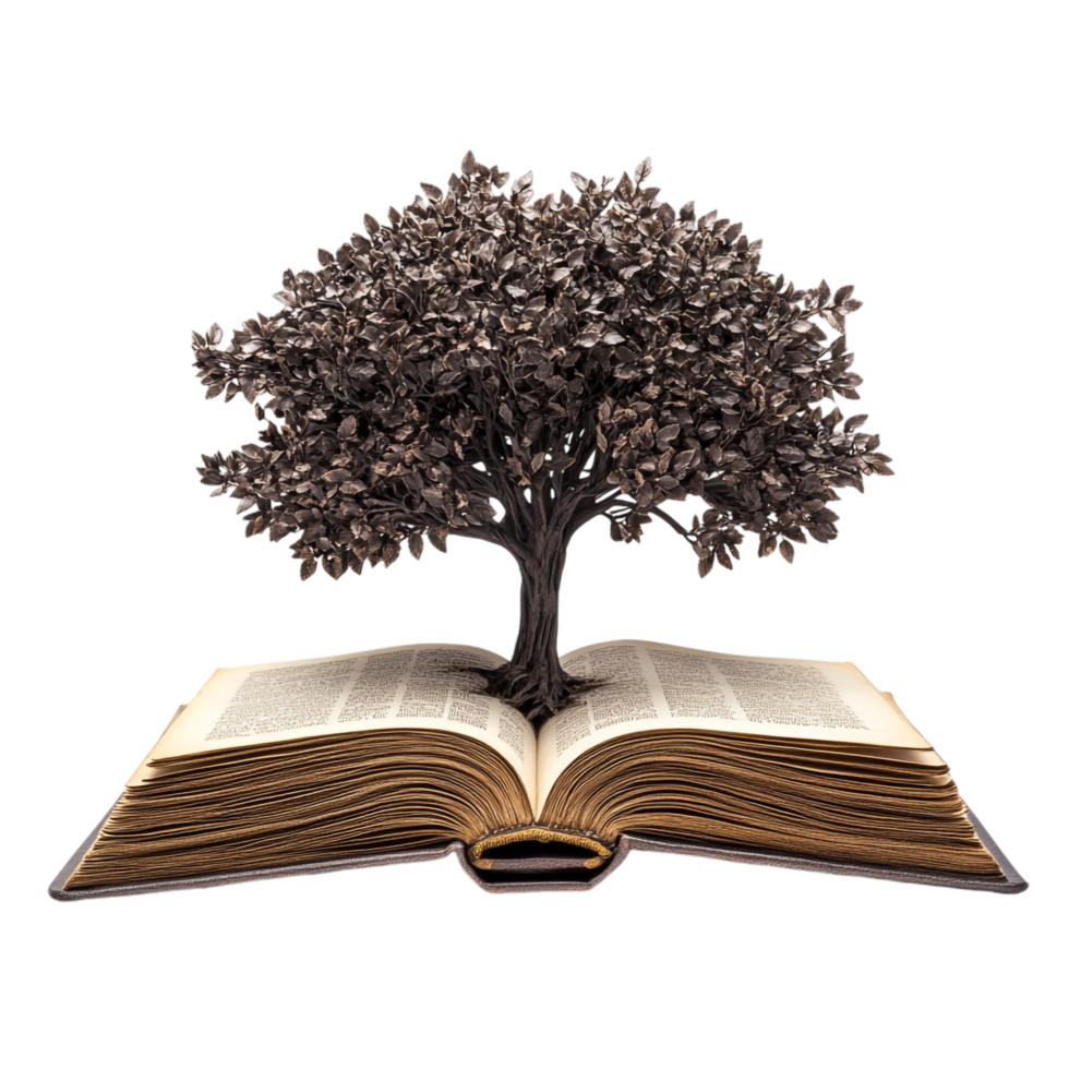 open book with a tree on a transparent background png