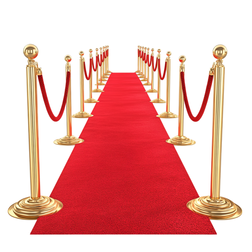 red carpet with pole barricade on a transparent background png