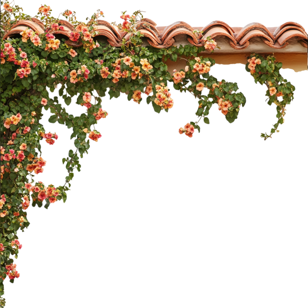 Eaves and Flowers on transparent background png