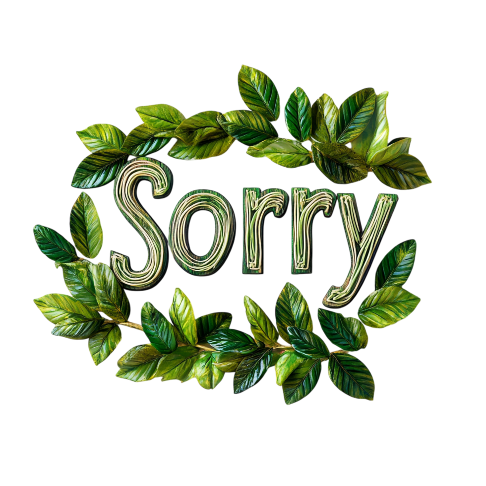 Representation of the Word Sorry on transparent background png
