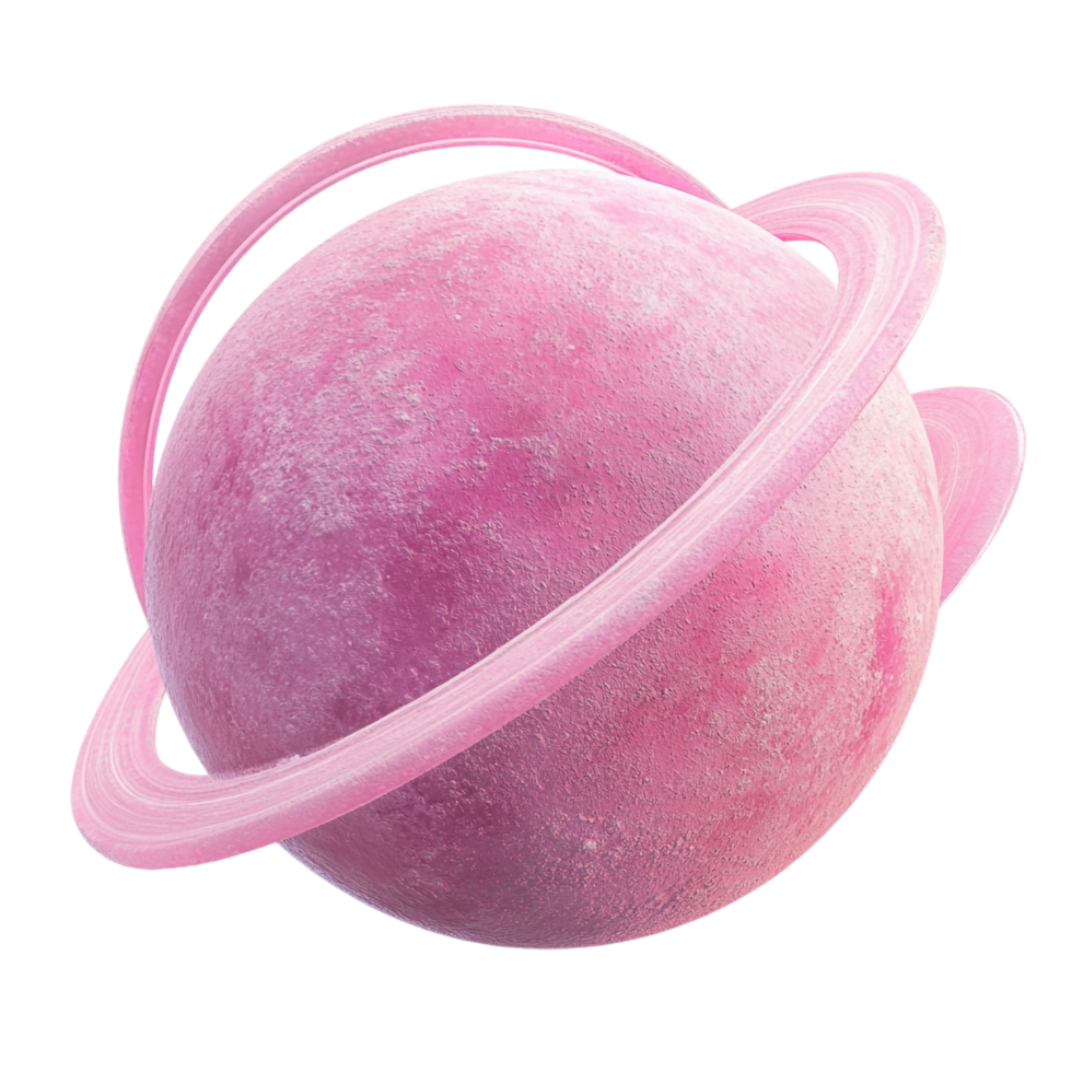 pink planet with rings on a transparent background png