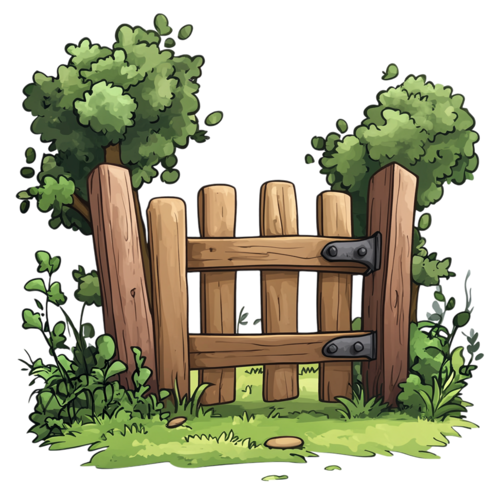 Hand drawn gate cartoon vector illustration on a transparent background png
