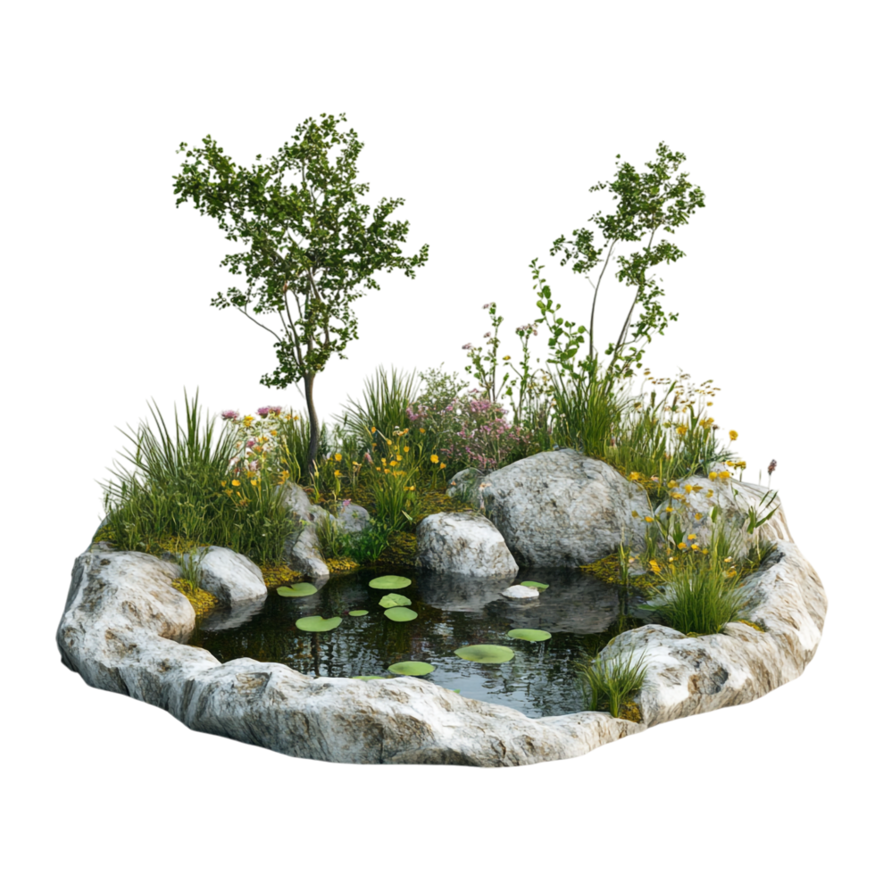 image of a small pond on a transparent background png