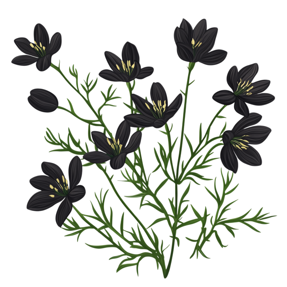 black cumin vector clipart on transparent background png