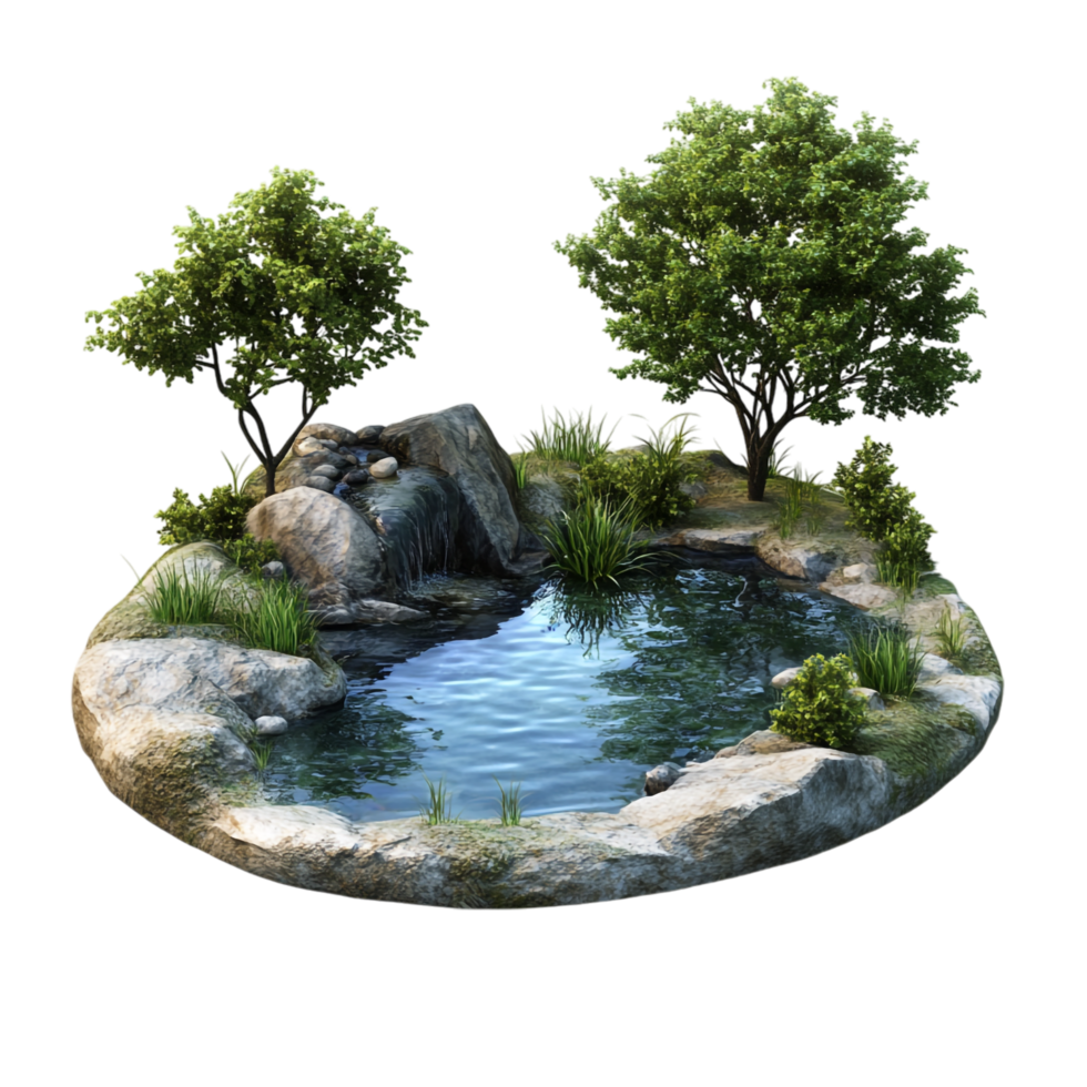image of a small pond on a transparent background png