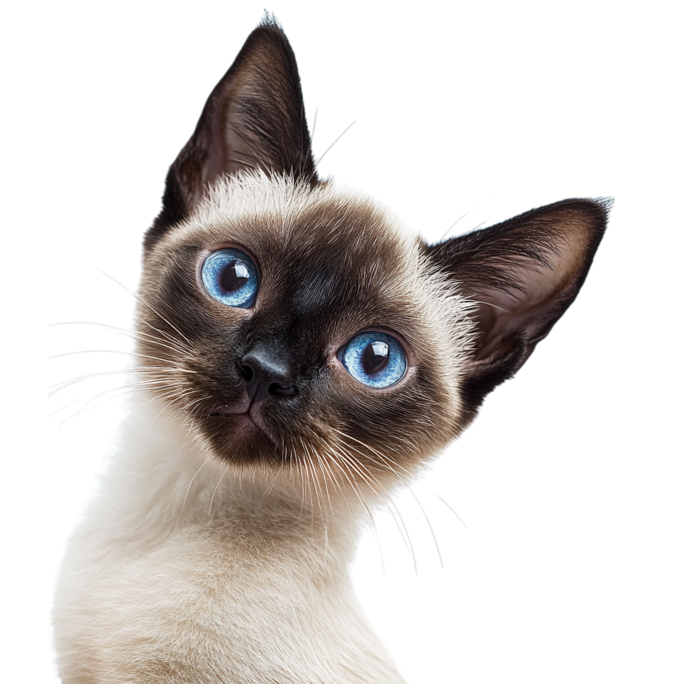 Curious Siamese Cat on transparent background png