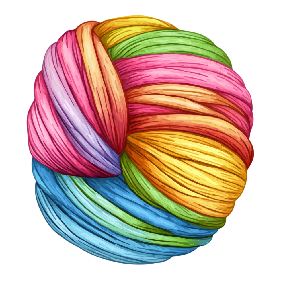 Hand drawn cartoon vector illustration of yarn on a transparent background png