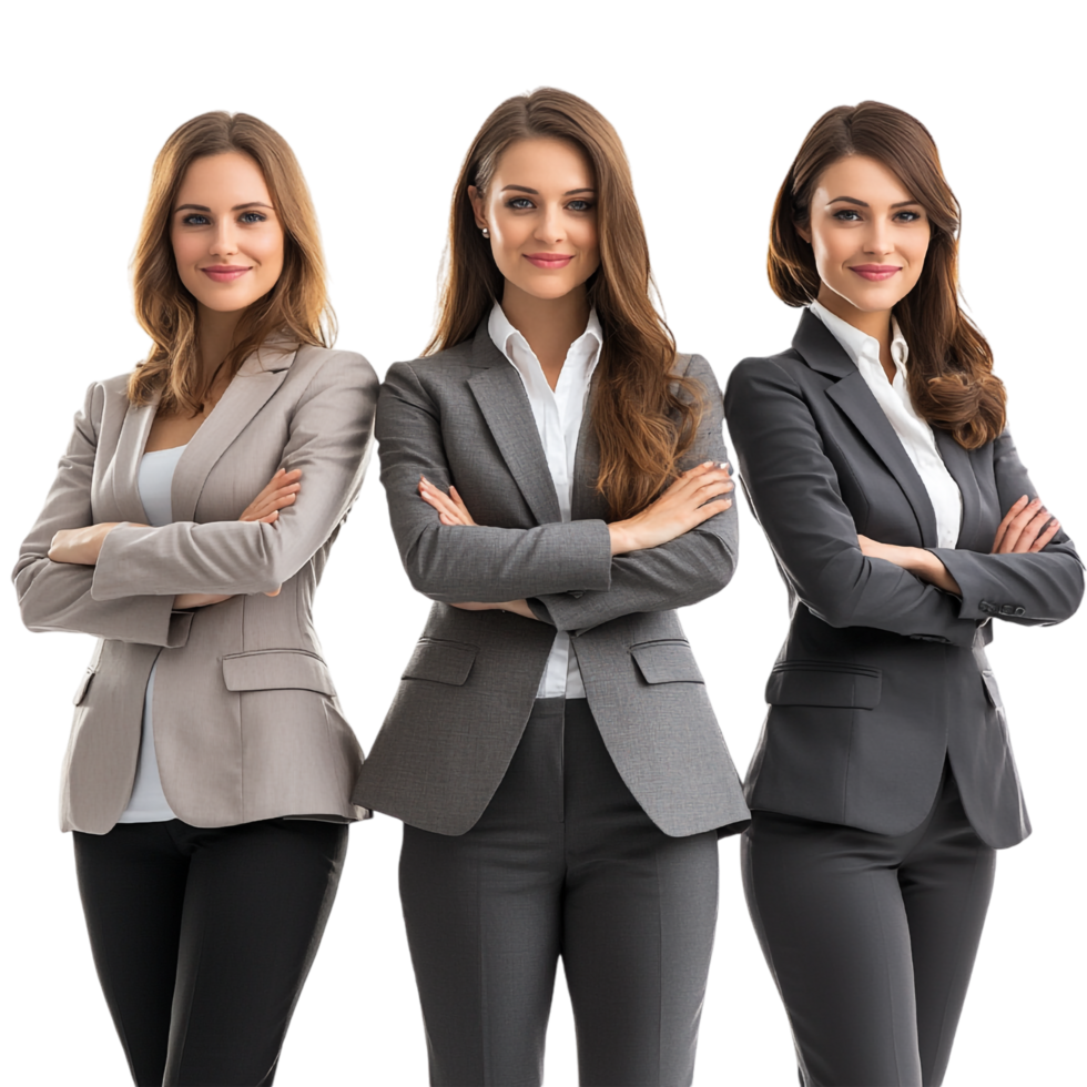 Business women in various poses isolated on transparent background png