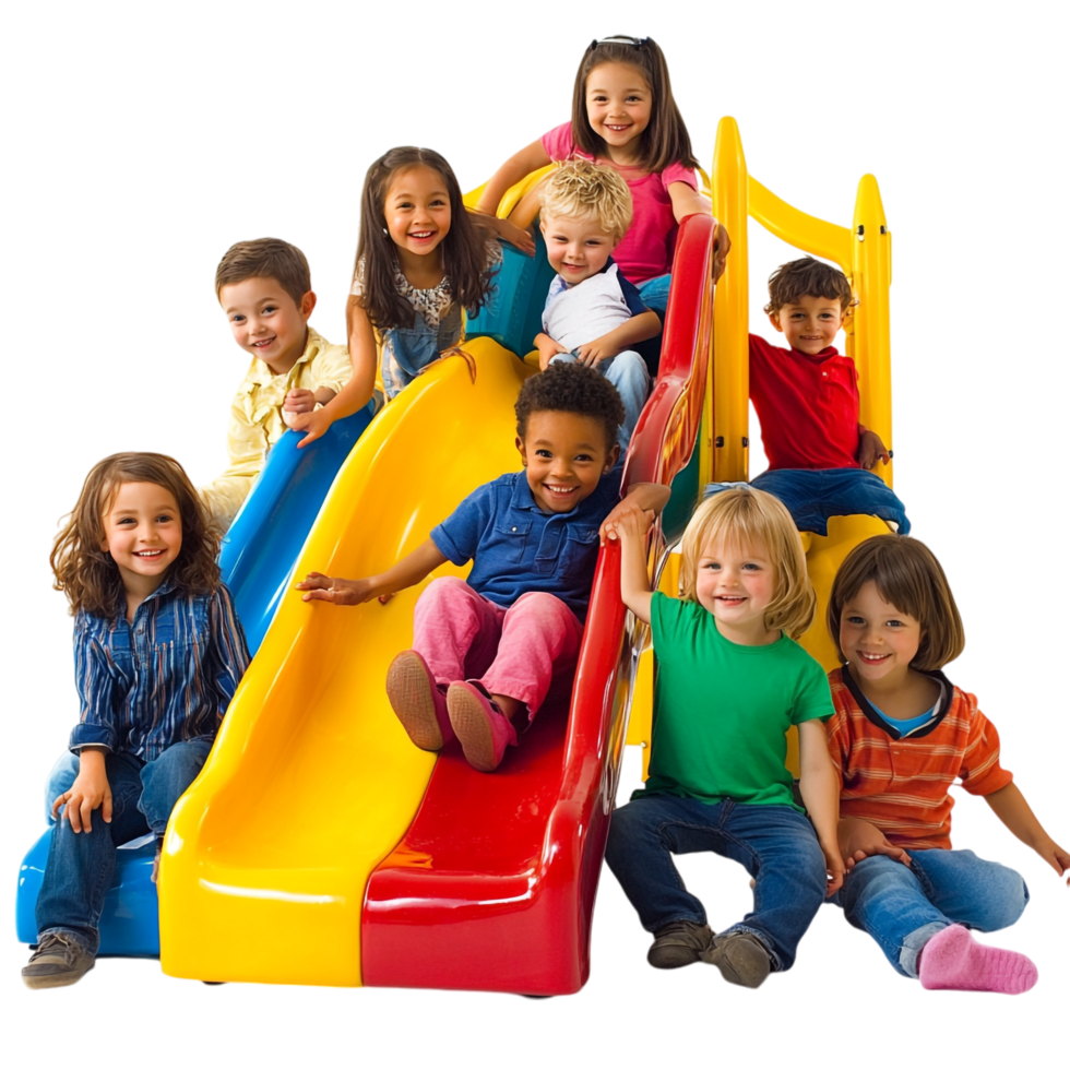 Children of different races playing on a playground png