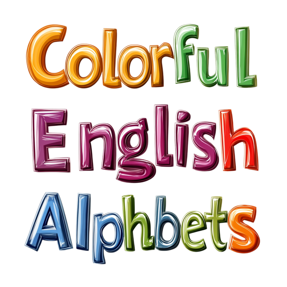 Colorful English Alphabets on transparent background png