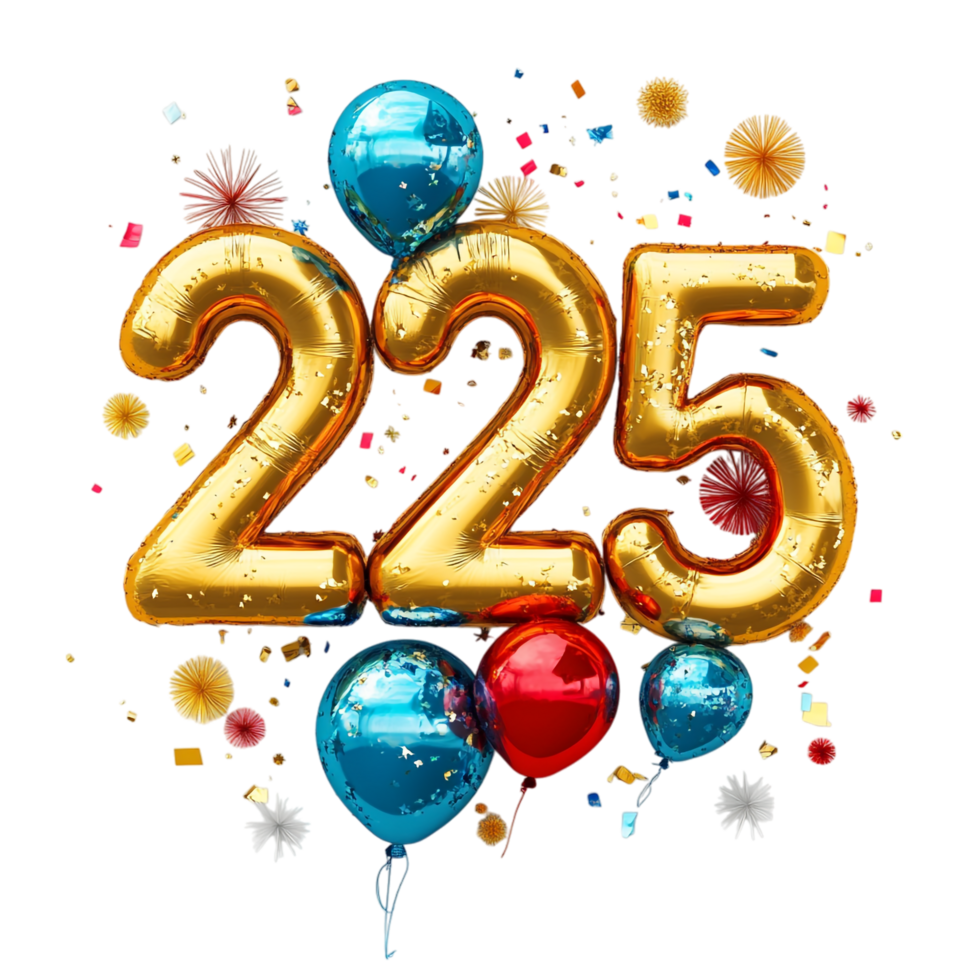 3D Happy New Year 2025 Celebration Text png
