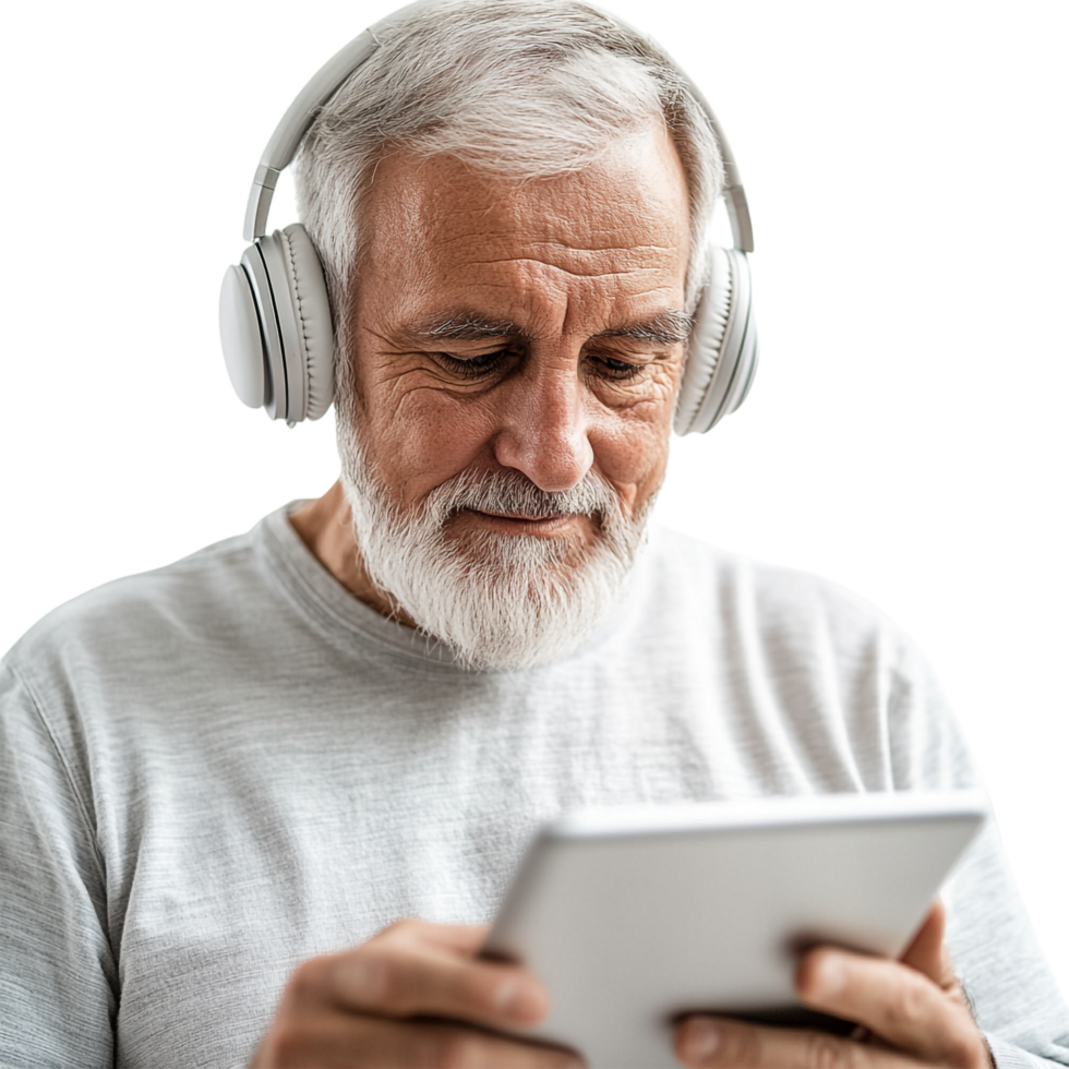 studio portrait of a handsome senior man using a smartphone png