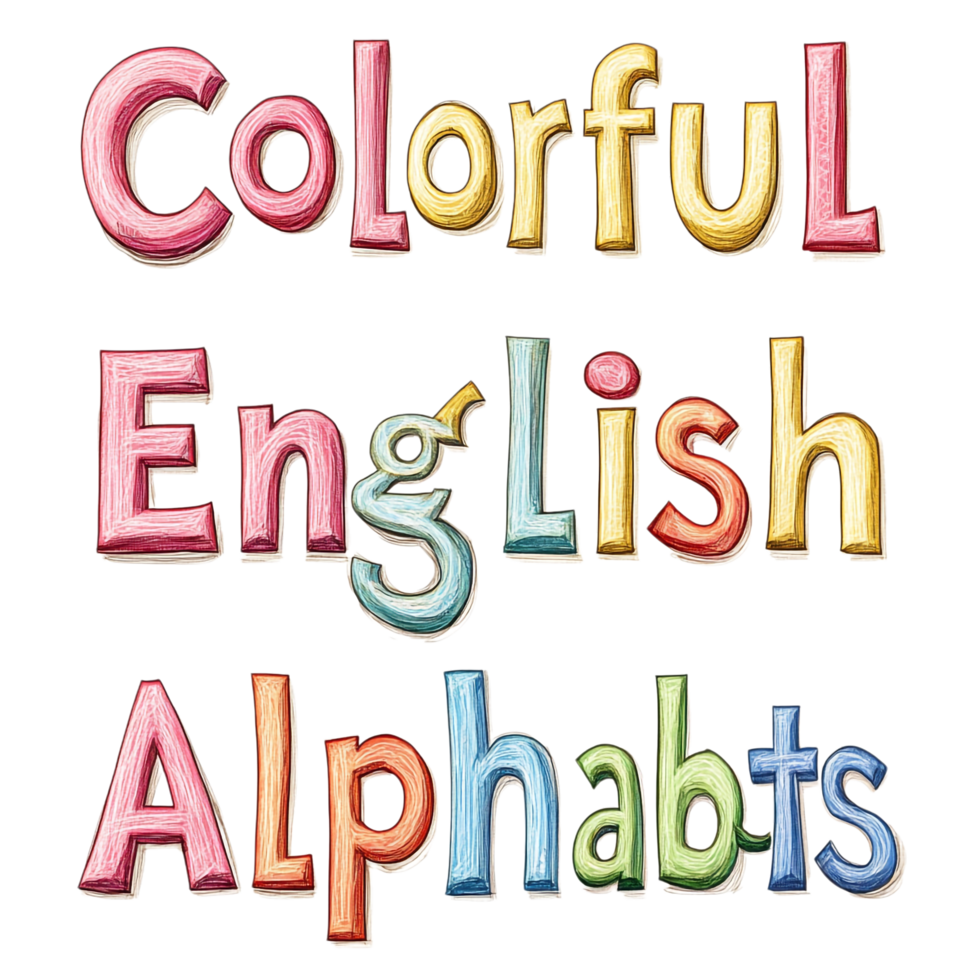 Colorful English Alphabets on transparent background png