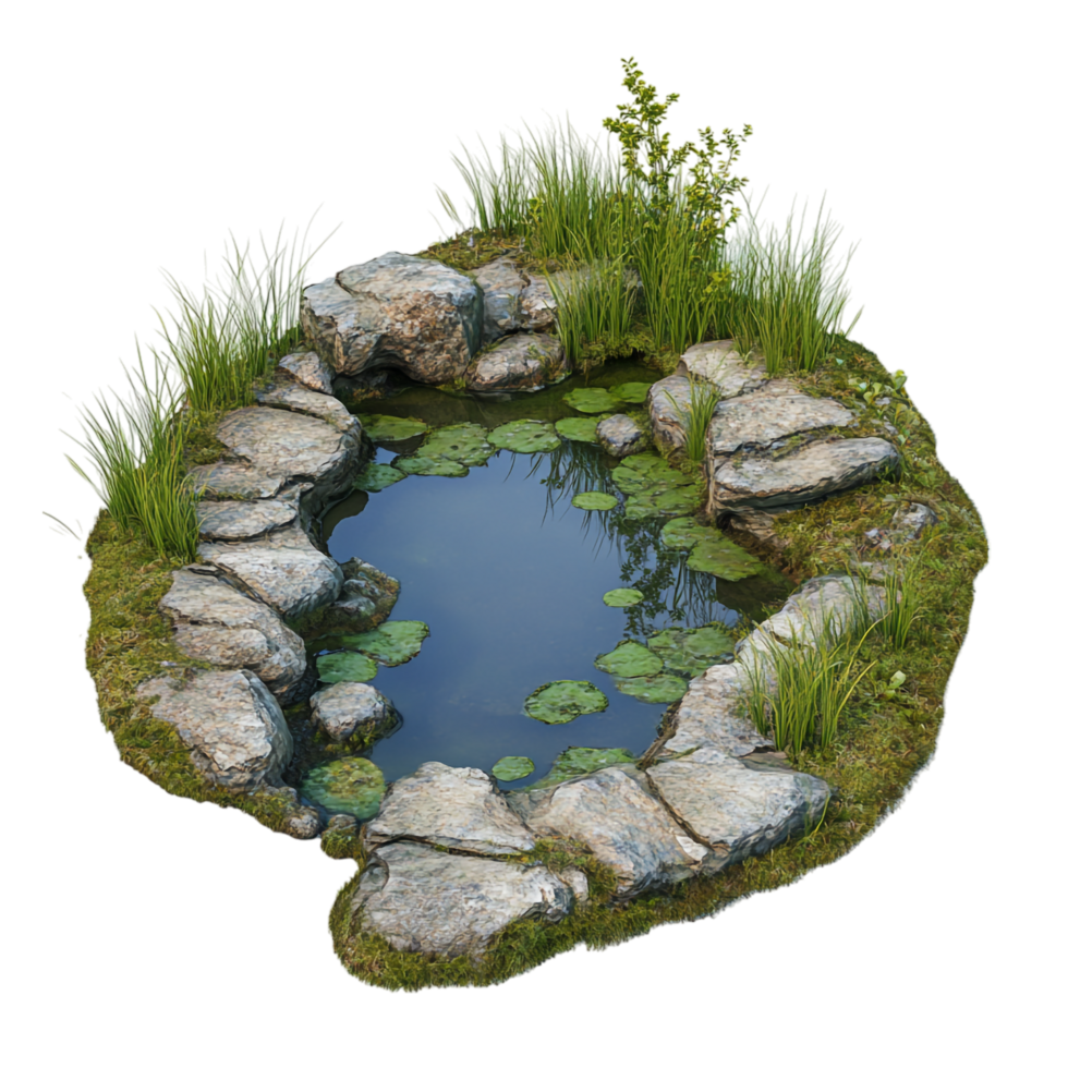 image of a small pond on a transparent background png