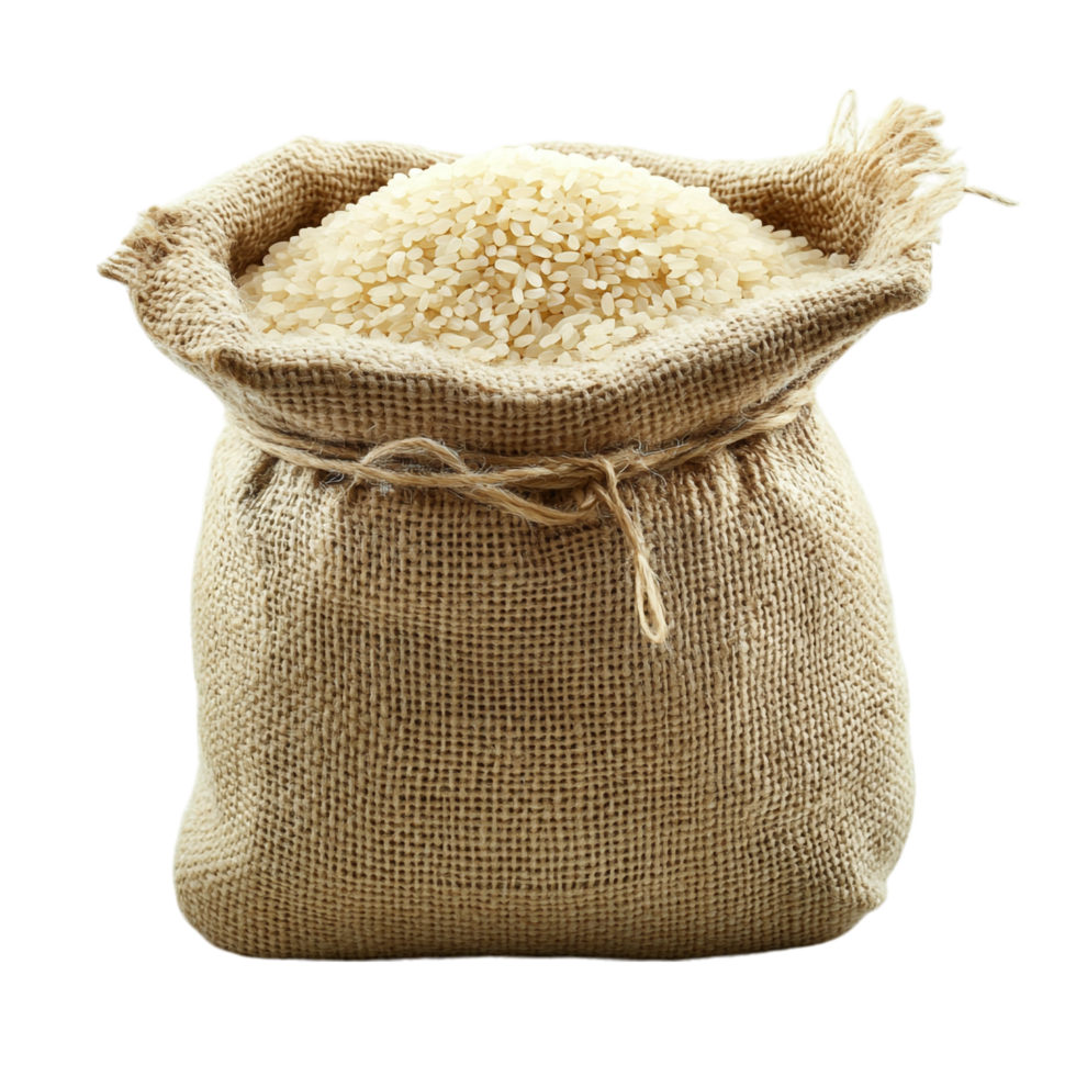 image of a sack of rice grains on at transparent background png
