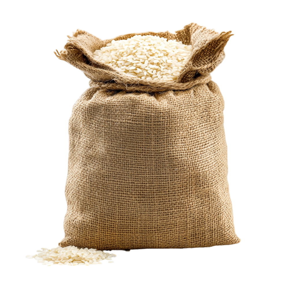 image of a sack of rice grains on at transparent background png