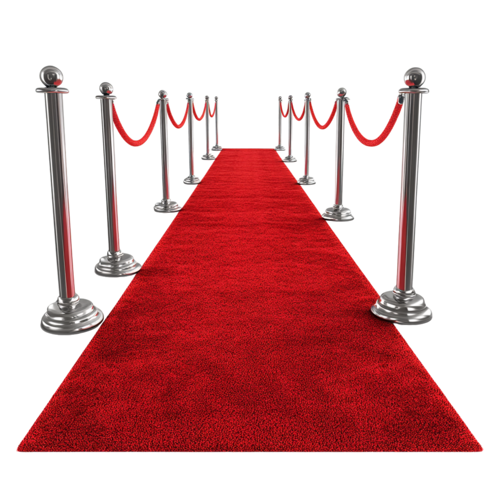red carpet with pole barricade on a transparent background png