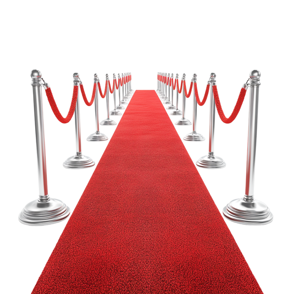 red carpet with pole barricade on a transparent background png