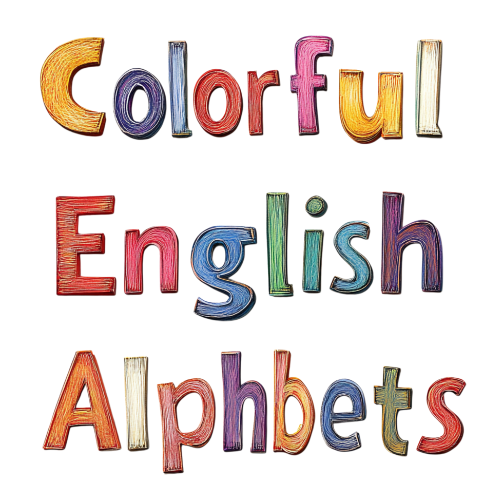 Colorful English Alphabets on transparent background png