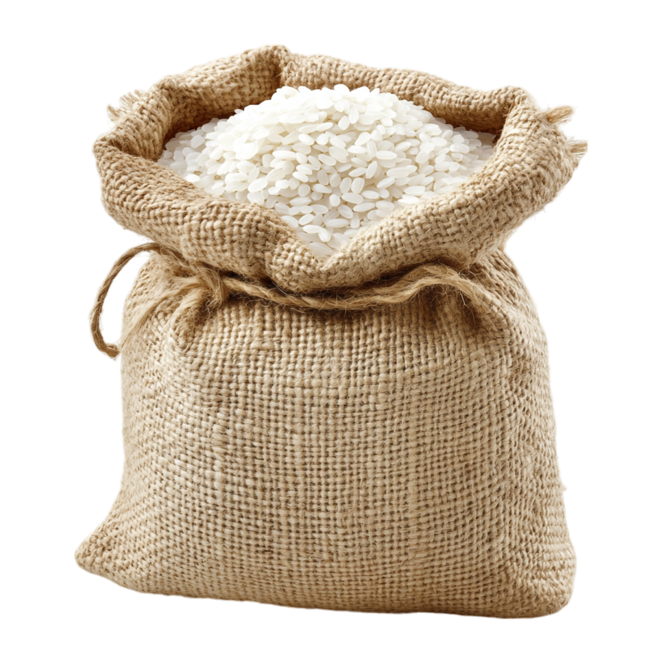 image of a sack of rice grains on at transparent background png