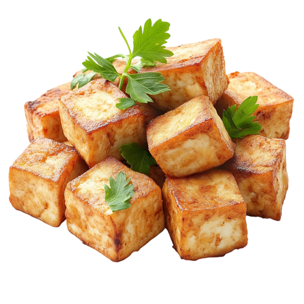 Fried Tofu Healthy Food on transparent background png