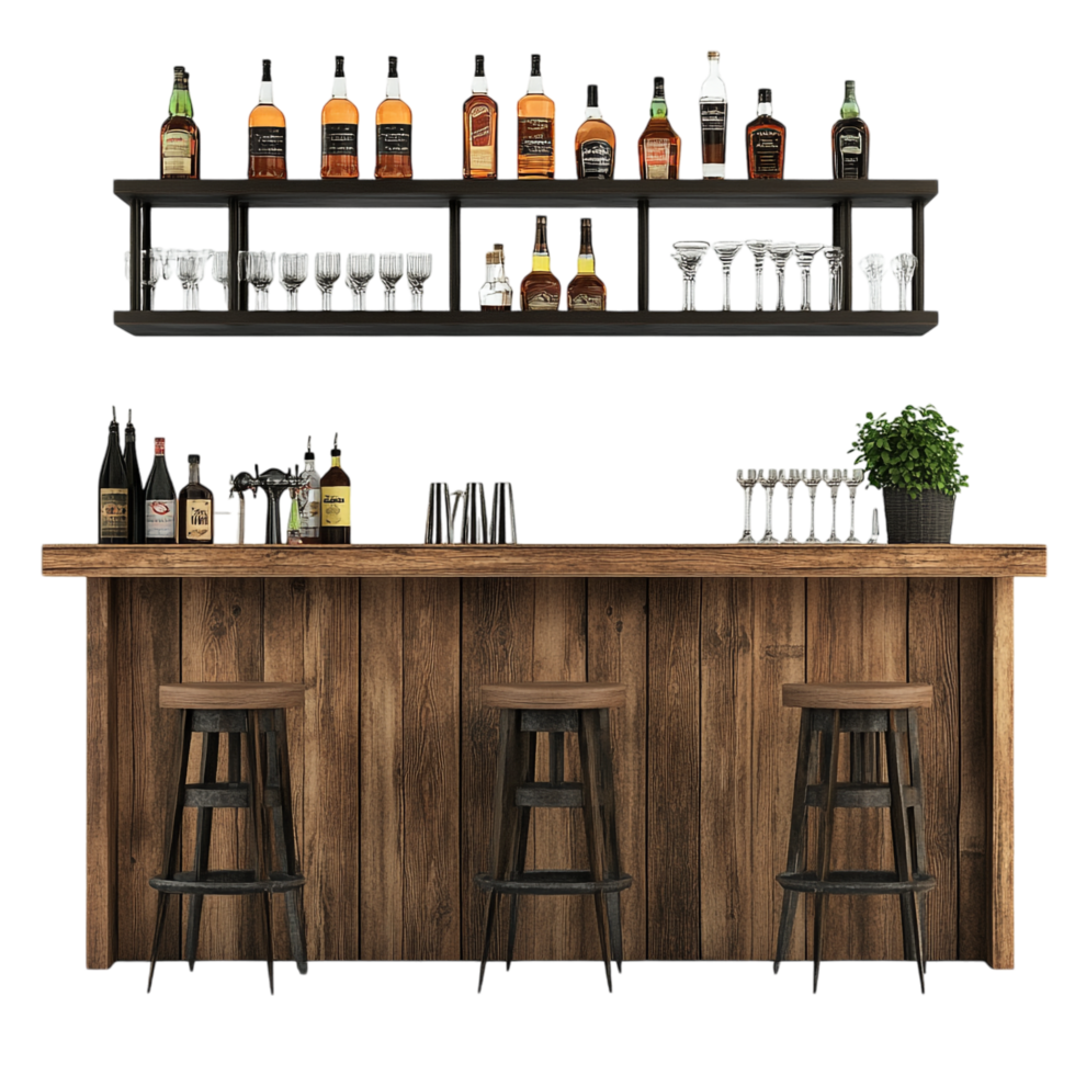 Bar Counter on transparent background 8K High Detail png