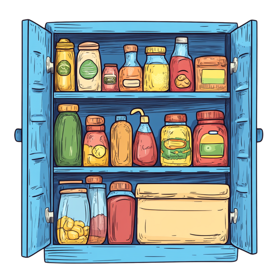 Hand drawn pantry cartoon vector illustration on a transparent background png