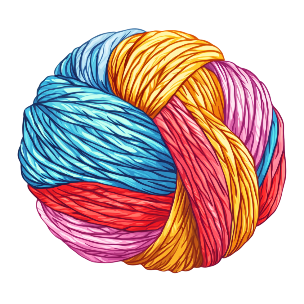 Hand drawn cartoon vector illustration of yarn on a transparent background png