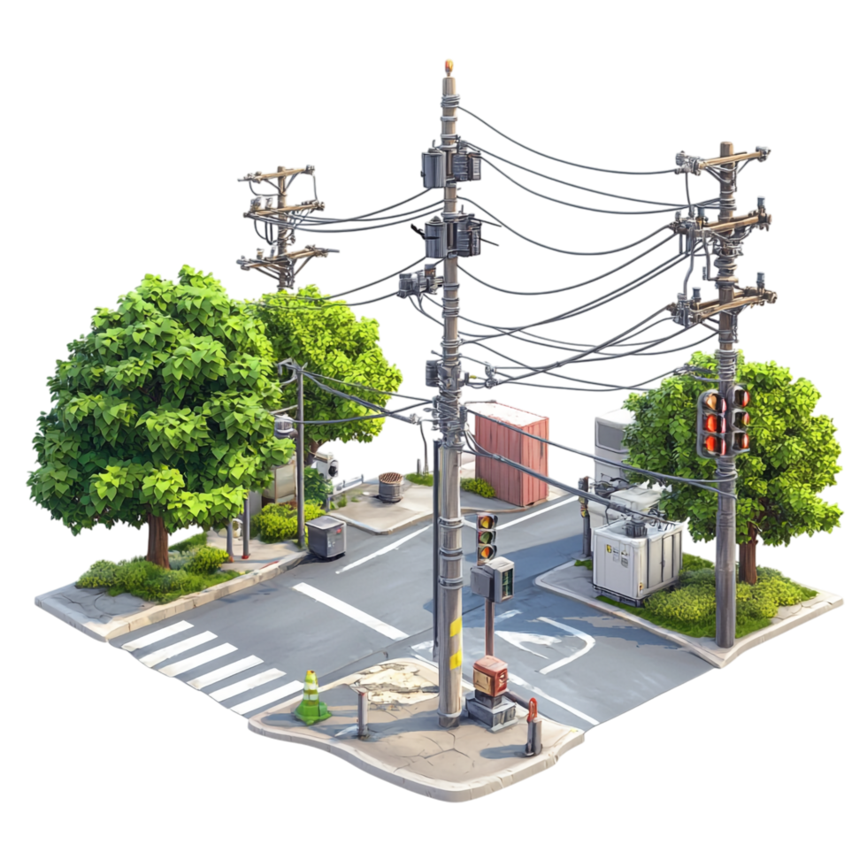Electric Circuit on the Street on transparent background png