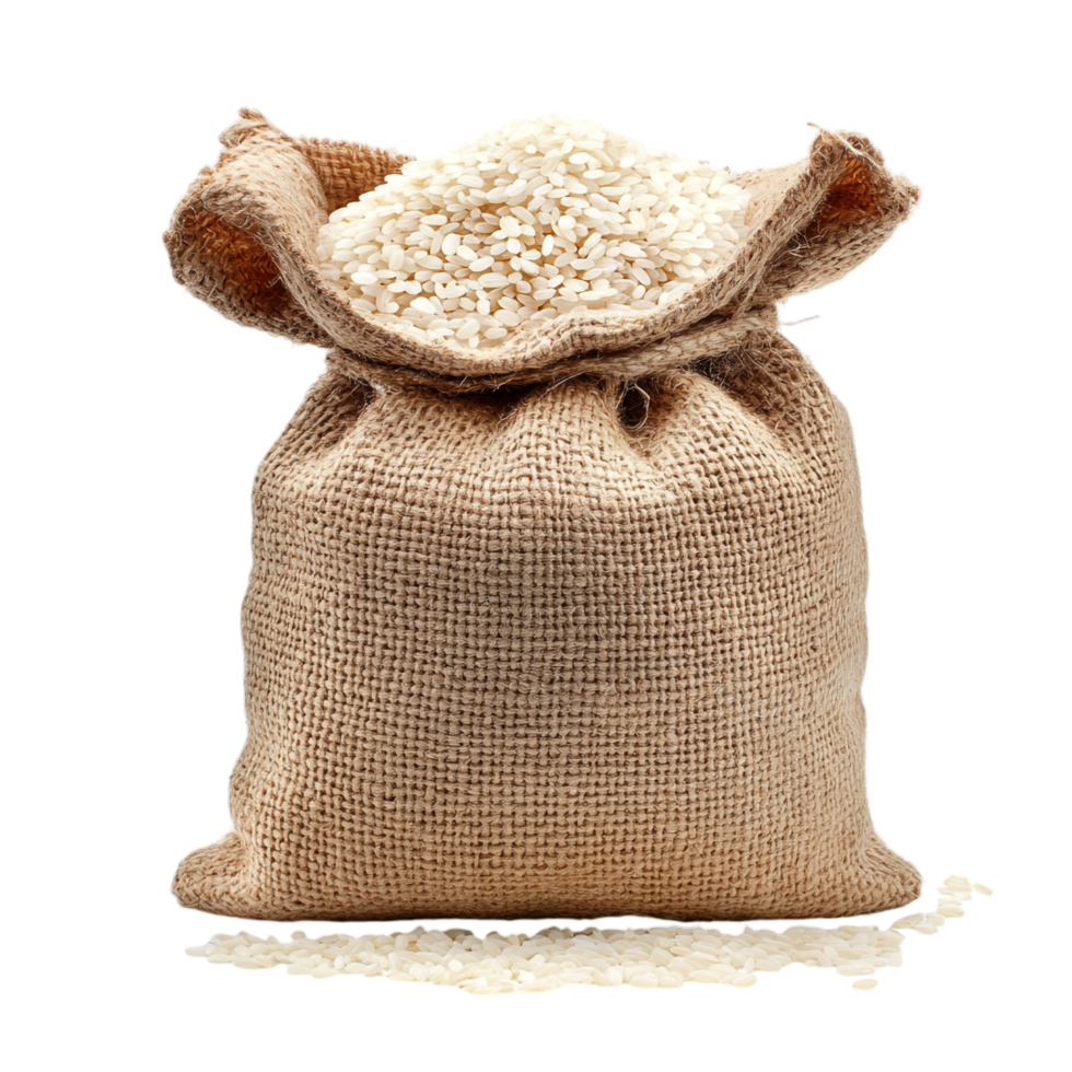 image of a sack of rice grains on at transparent background png