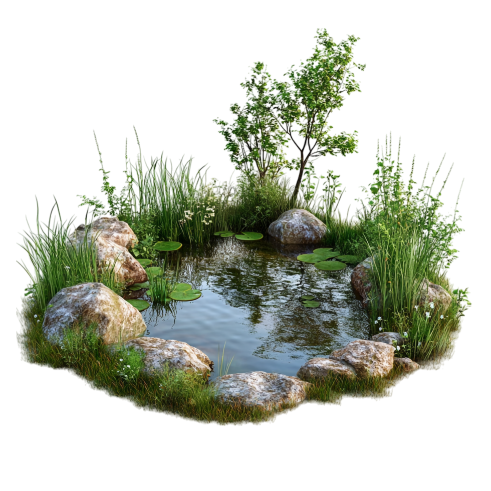 image of a small pond on a transparent background png