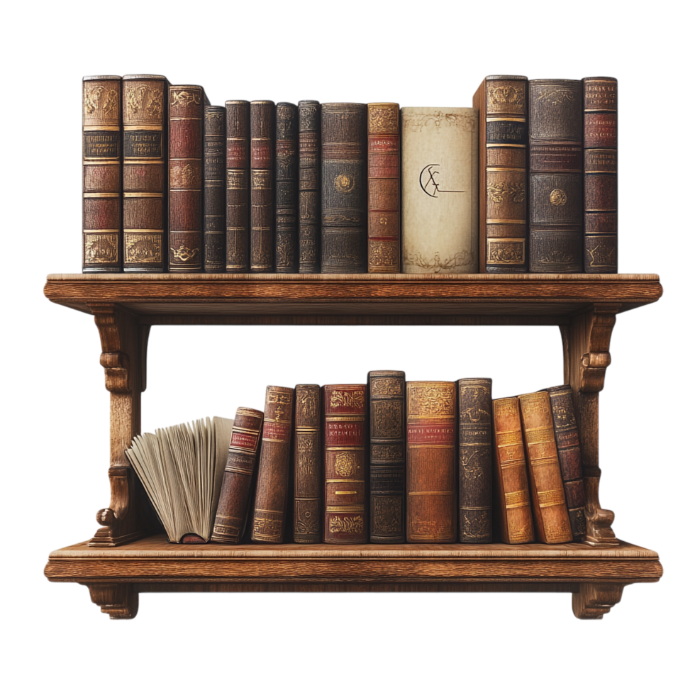 Book shelf isolated against a transparent background png