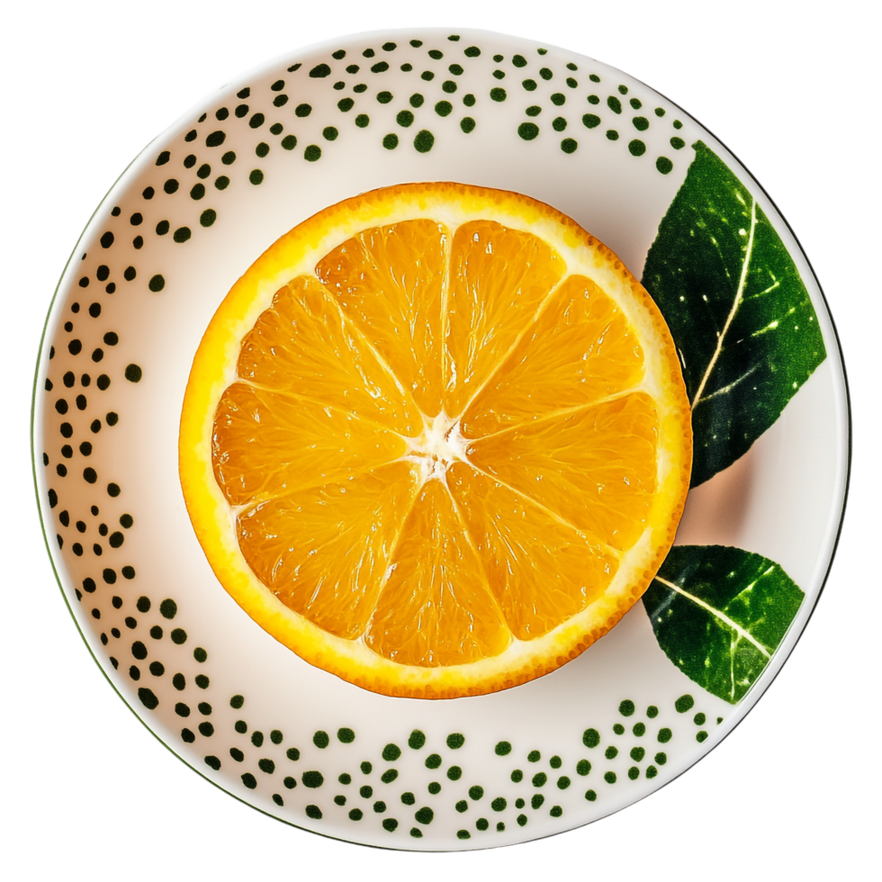 plate with sliced ripe green oranges on a transparent background png
