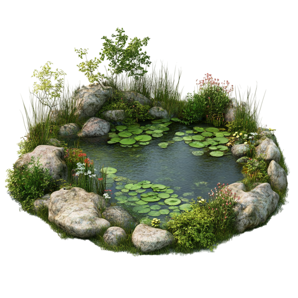image of a small pond on a transparent background png