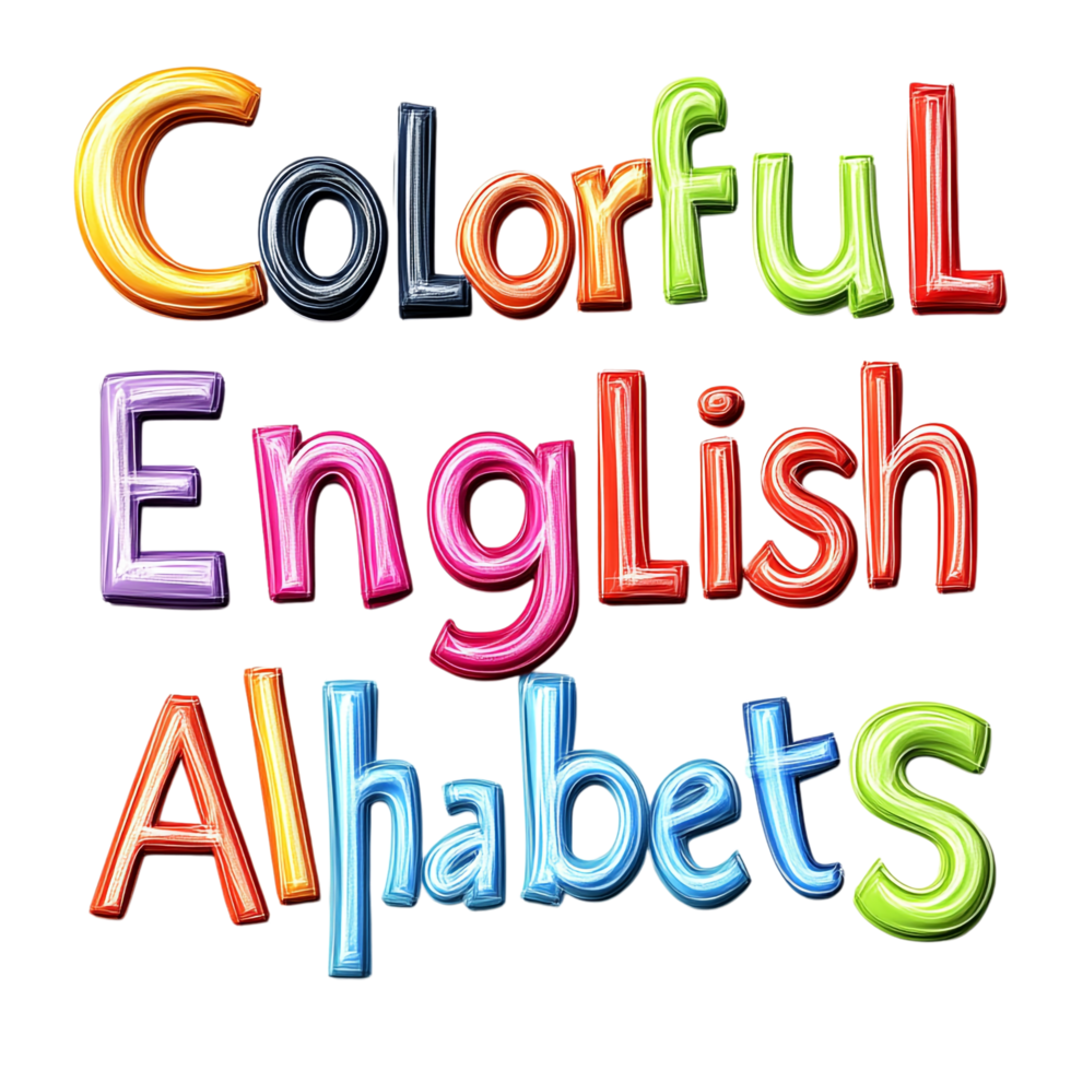 Colorful English Alphabets on transparent background png