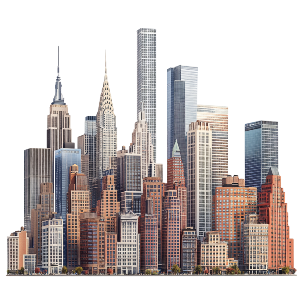 city skyline building on a transparent background png