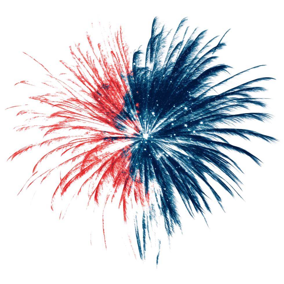 red and blue fireworks depicting America on a transparent background png