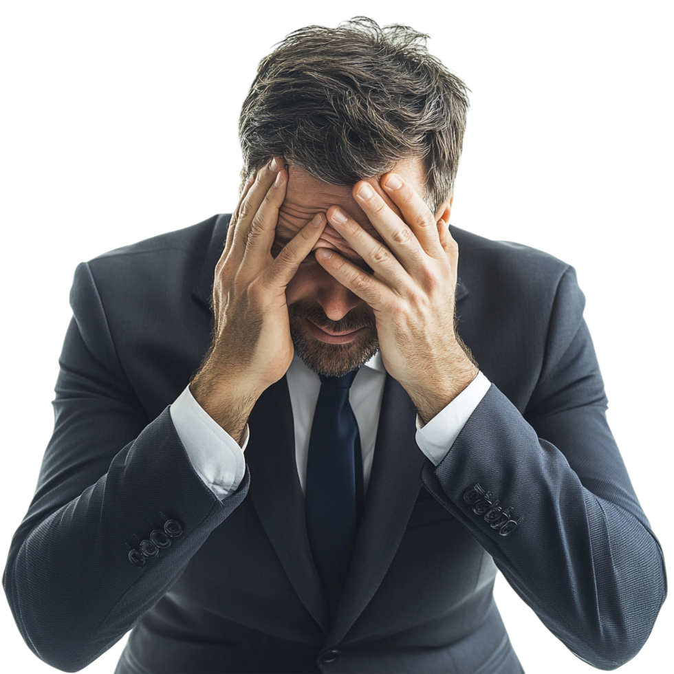 businessman facepalming on a transparent background png