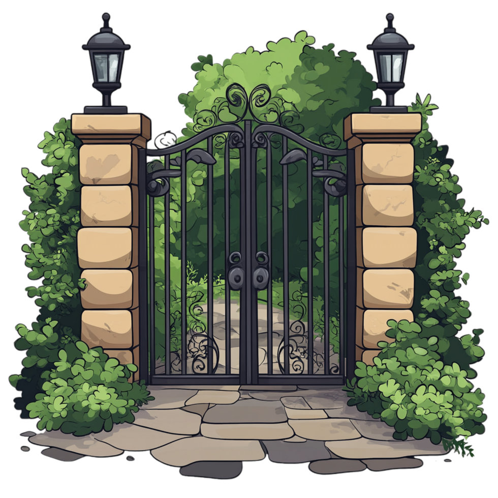Hand drawn gate cartoon vector illustration on a transparent background png