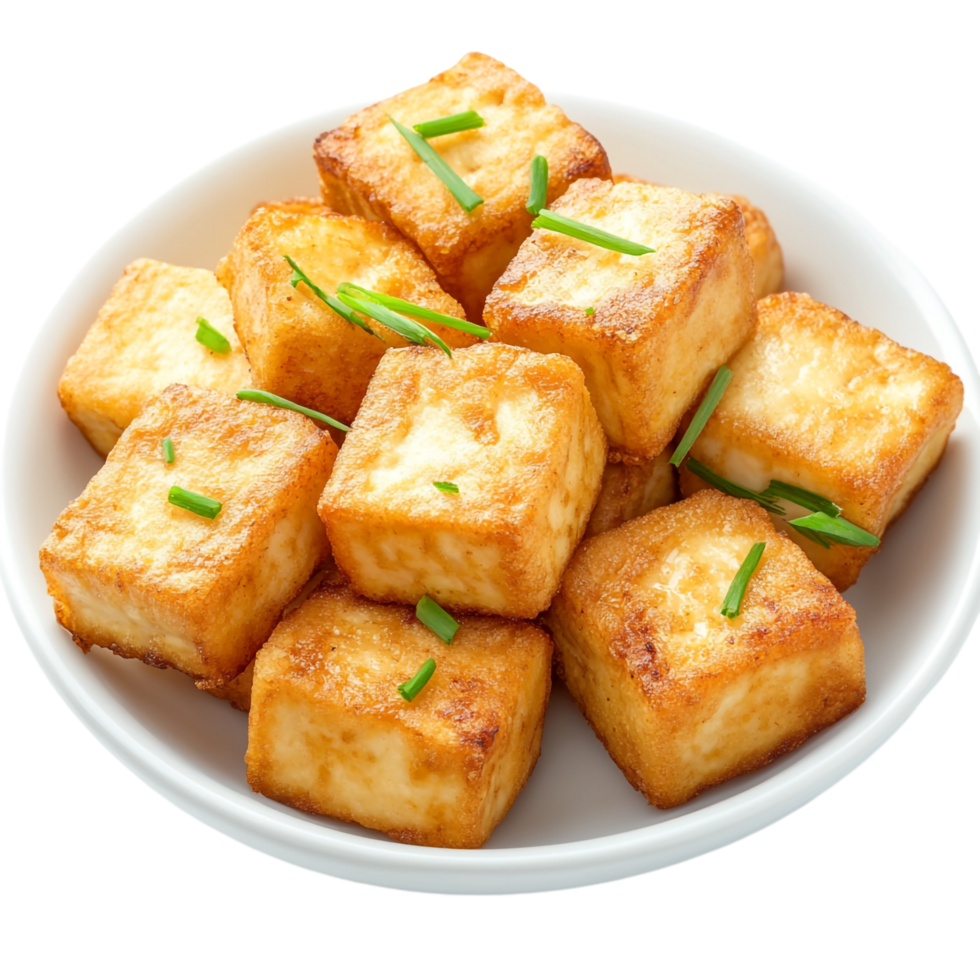 Fried Tofu Healthy Food on transparent background png