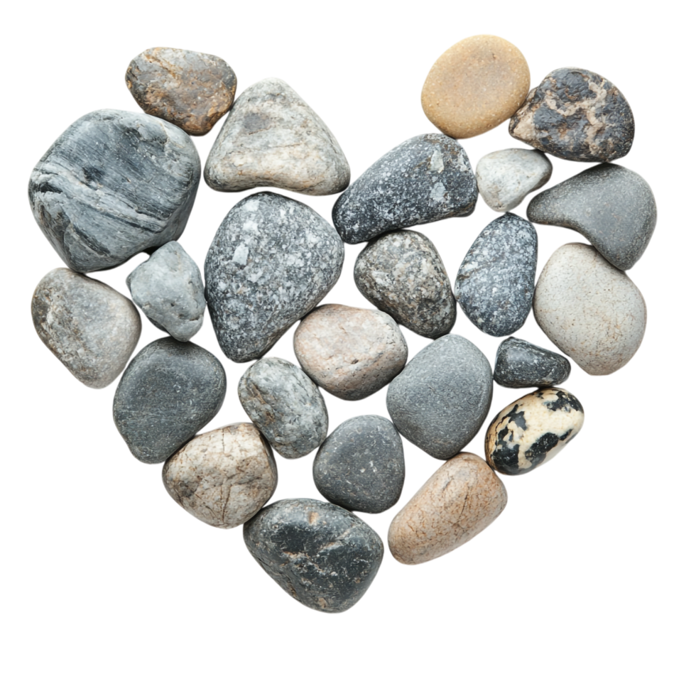 Beautiful rocks forming a heart isolated against a transparent background png