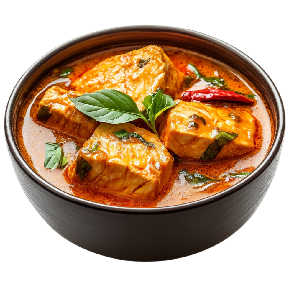 Fish Curry in a Bowl on transparent background png