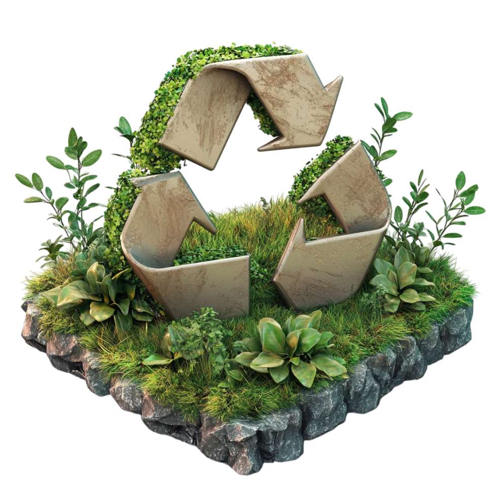 recycle icon symbol made of plants and nature elements on a transparent background png
