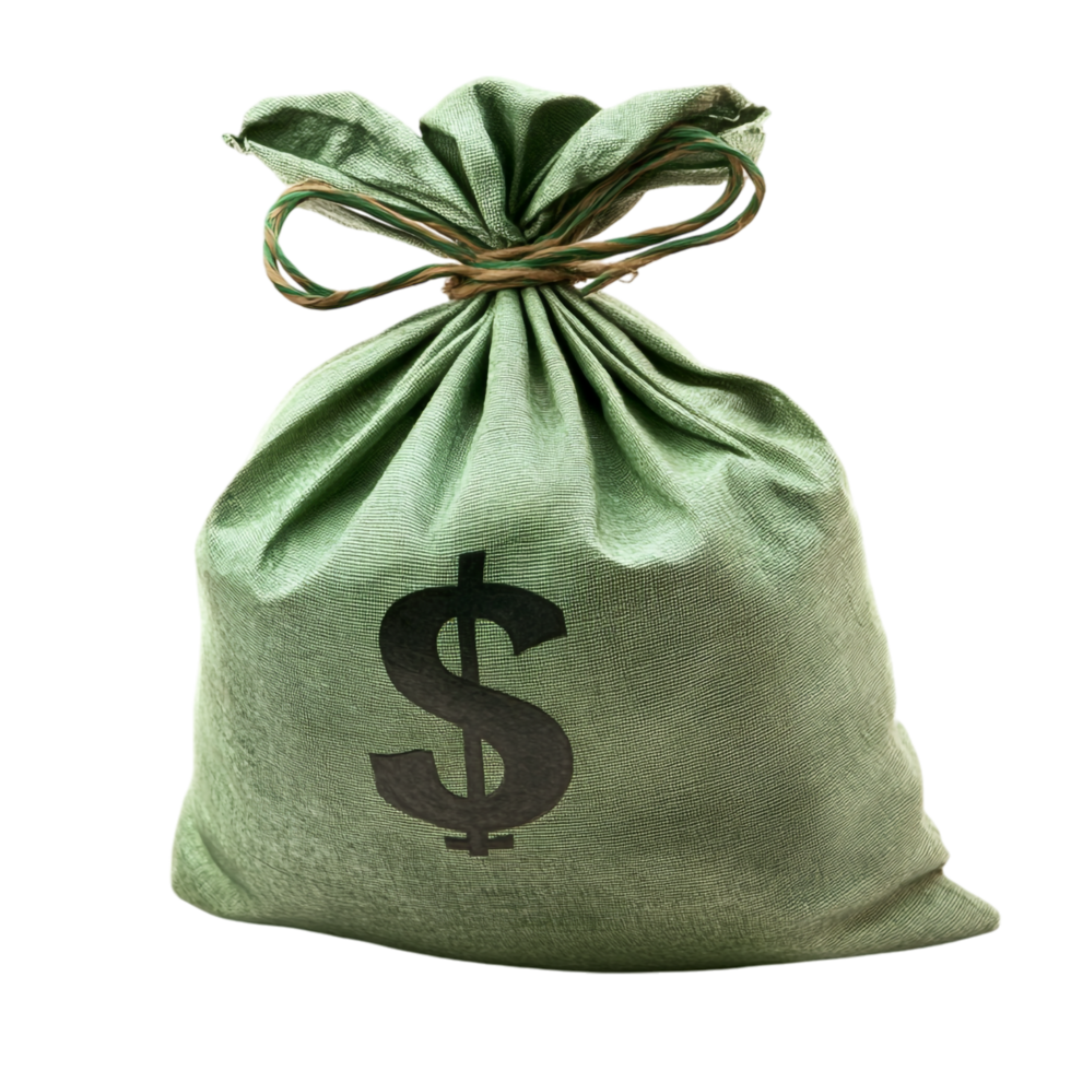 Green Money Bag on transparent background png