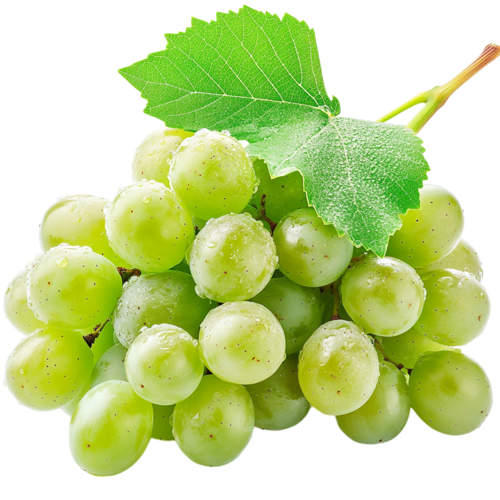 Fresh Green Grapes with Leaf on transparent background png