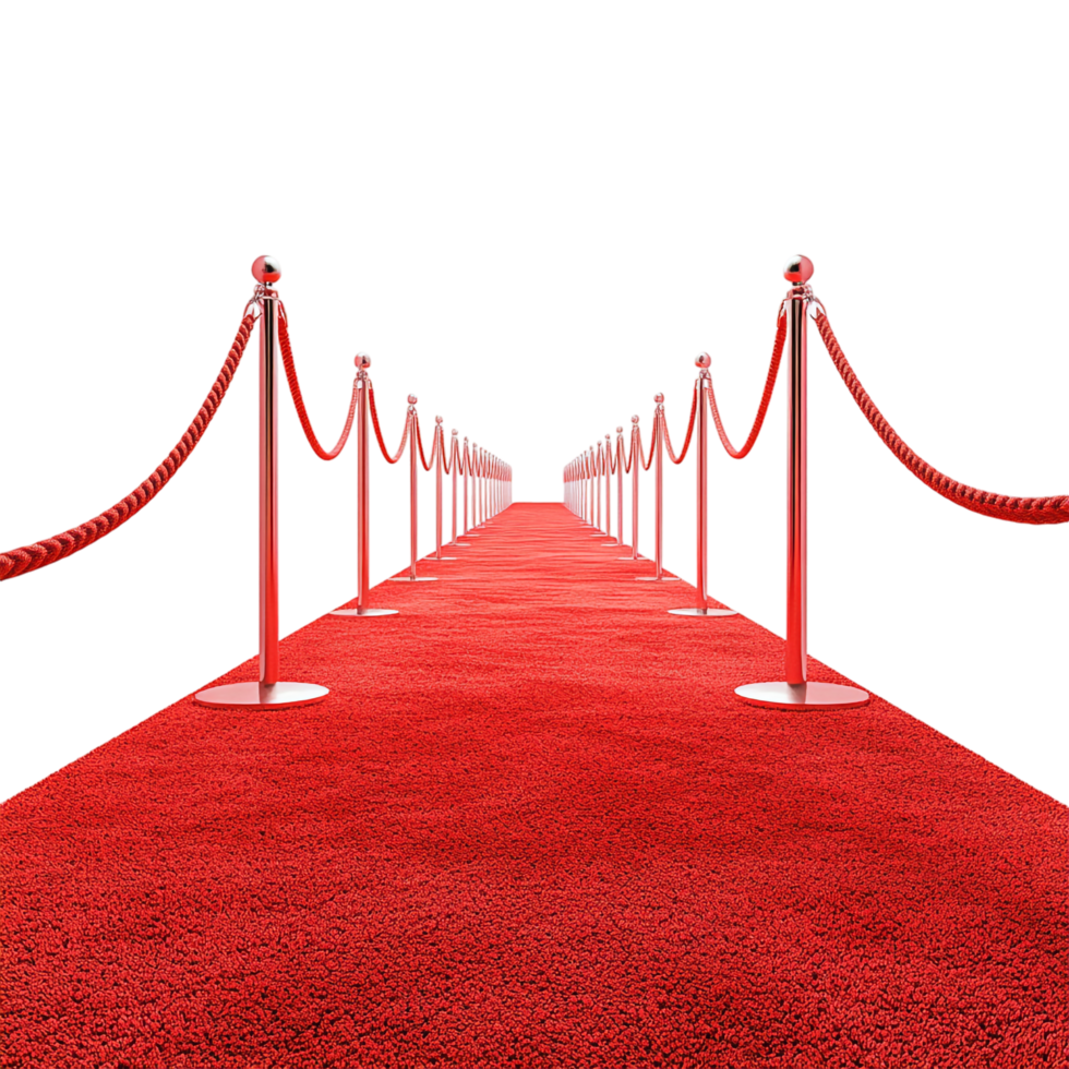 red carpet with pole barricade on a transparent background png